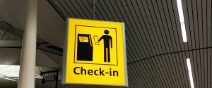 Check-in sign at airport