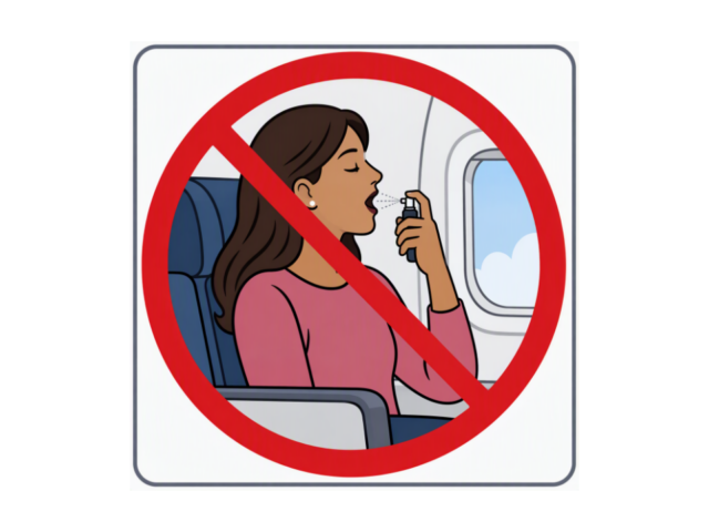 graphic in the style of an aircraft safety card - no oral nicotine sprays on board